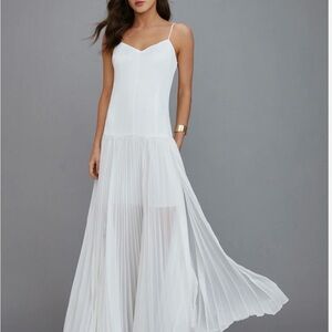 Commense White Pleated Maxi Dress